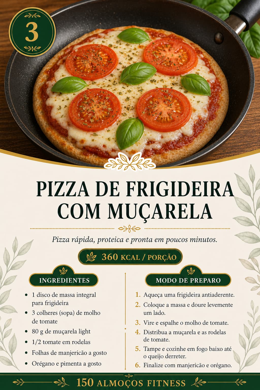 Pizza de frigideira com muçarela — receita 03
