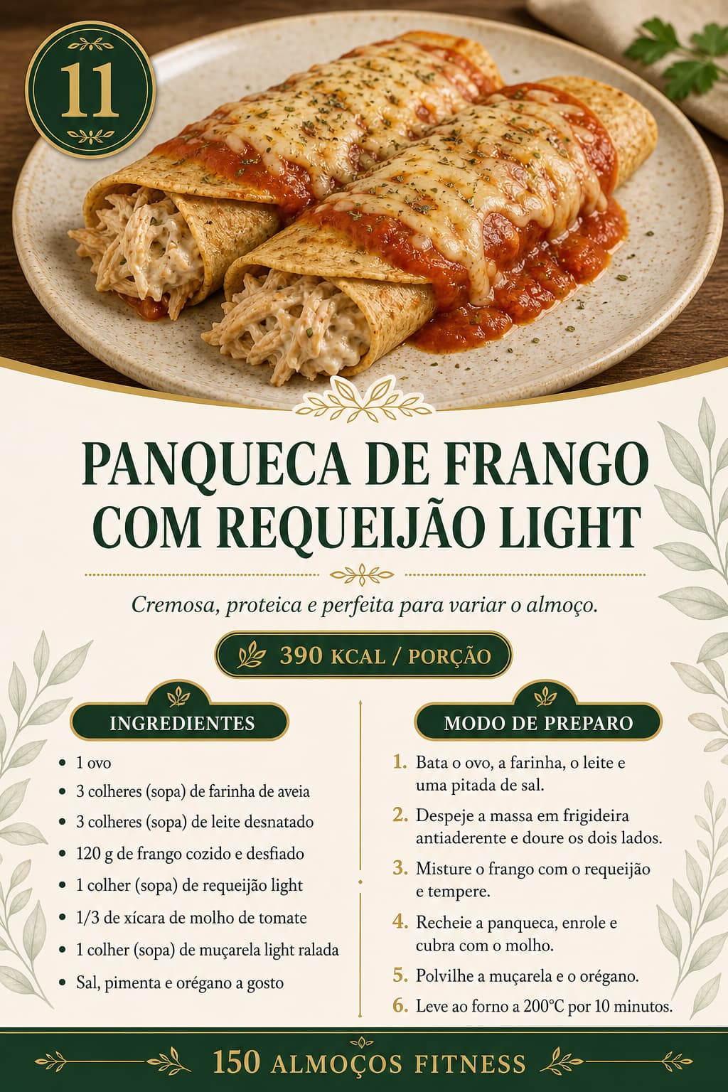 Panqueca de frango com requeijão light — receita 11
